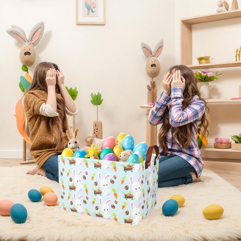 SETAMA Large Empty Easter Basket for Kid Fabric Personalized Bunny Eggs Easter Gift Basket for Boy and Girl (Rabbit Easter Egg Carrot) - Image 3